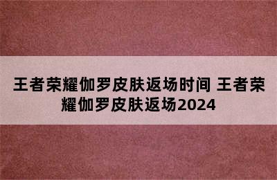 王者荣耀伽罗皮肤返场时间 王者荣耀伽罗皮肤返场2024